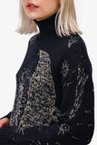 Christian Dior Navy Cashmere Moon Turtleneck Size 2