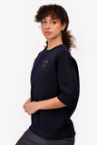 Christian Dior Navy Virgin Wool Emblem Crew Neck Quarter Sleeve Sweatshirt Size 2