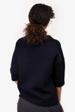 Christian Dior Navy Virgin Wool Emblem Crew Neck Quarter Sleeve Sweatshirt Size 2