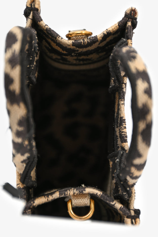 Christian Dior Beige Leopard Canvas Mini Book Tote Phone Bag