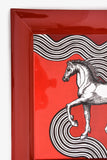 Hermes Red Lacquer Cheval Cosmique Rectangular Tray