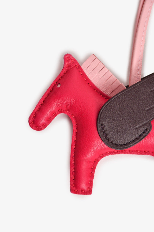 Hermes 2021 Fuscia/Brown Leather Rodeo Pegase PM Bag Charm