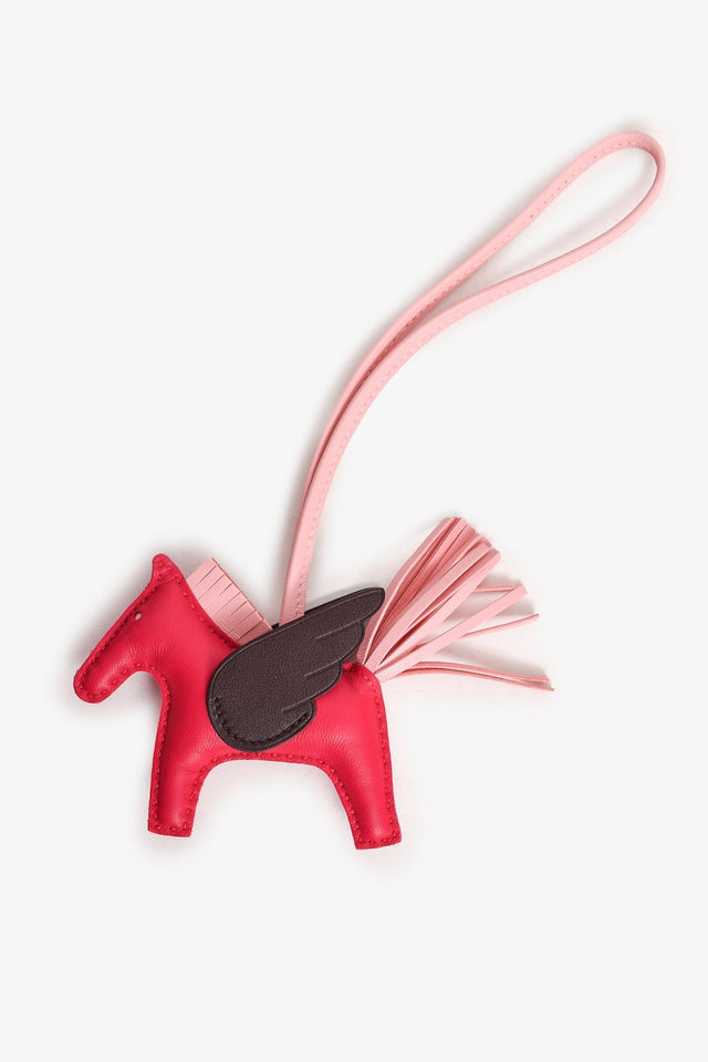 Hermes 2021 Fuscia/Brown Leather Rodeo Pegase PM Bag Charm