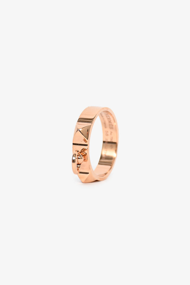 Hermes 18K Rose Gold 'Collier de Chien' Ring Small Model Size 58