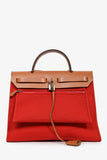 Hermes 2017 Red Canvas/Brown Leather Herbag 31