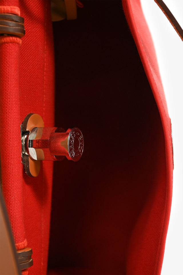 Hermes 2017 Red Canvas/Brown Leather Herbag 31
