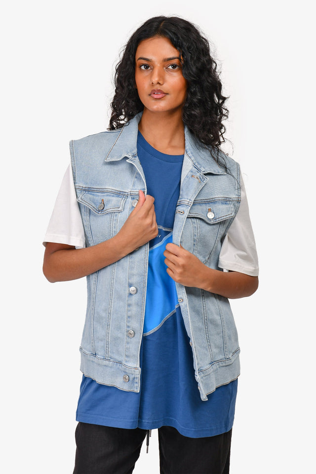 Dior Blue Denim Button Up Vest Jacket Size 48 Men