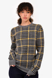 Christian Dior Grey/Yellow Wool Houndstooth Patterned Sweater Size S