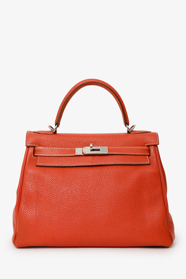 Hermes 2011 9M Salmon Togo Leather Kelly 28 Top Handle with Strap