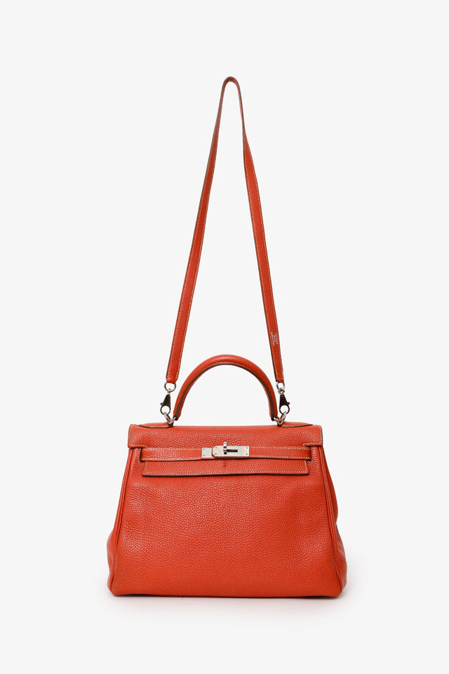 Hermes 2011 9M Salmon Togo Leather Kelly 28 Top Handle with Strap
