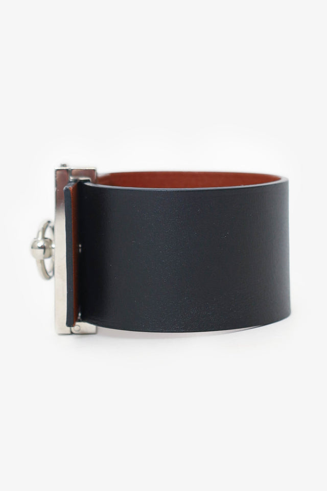 Hermes 2014 Black/Brown Leather Illusion Bracelet