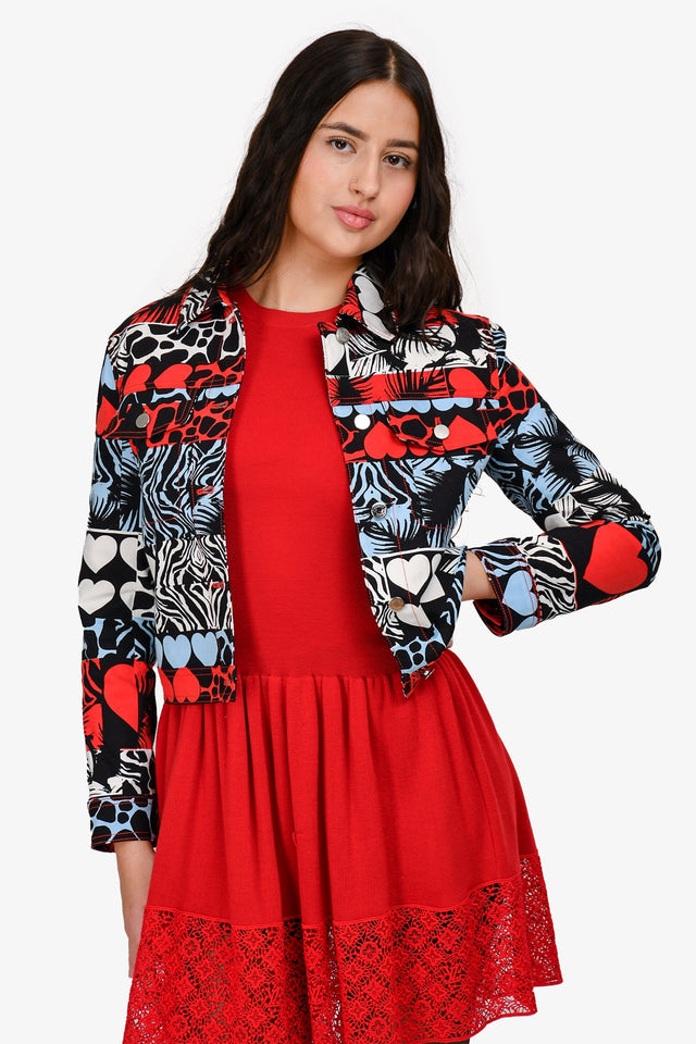 Hermes Blue/Red Denim 'Wild' Jacket Size 36