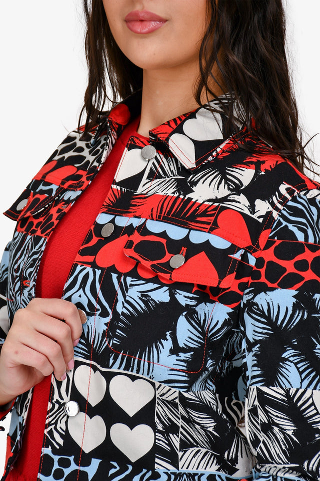 Hermes Blue/Red Denim 'Wild' Jacket Size 36