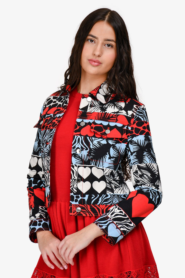 Hermes Blue/Red Denim 'Wild' Jacket Size 36
