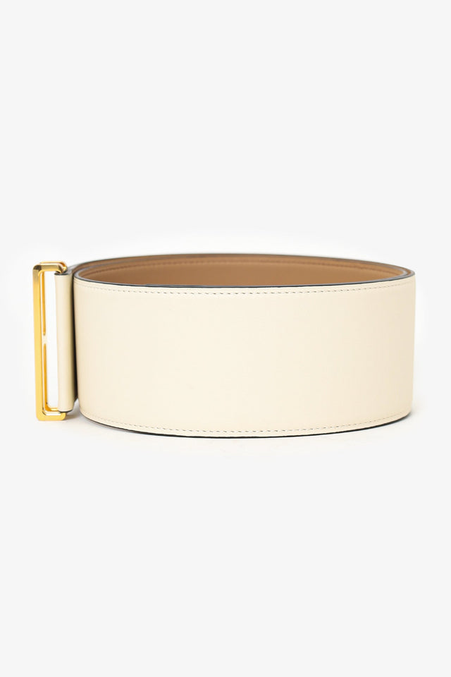 Hermes Cream Leather Elan 66 Wide Belt Size S