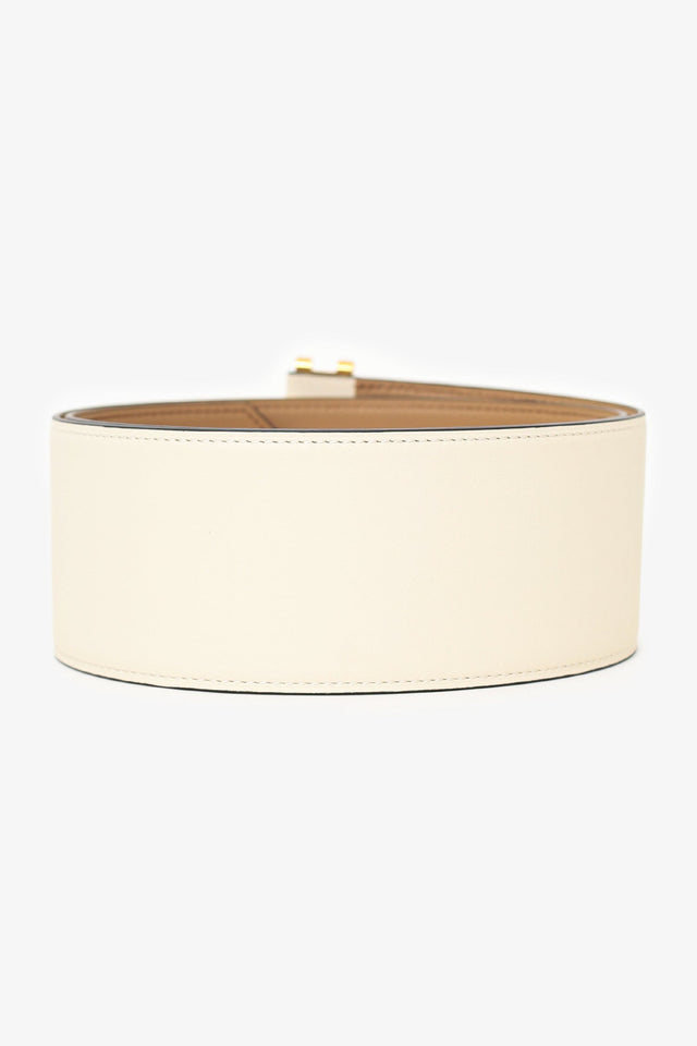 Hermes Cream Leather Elan 66 Wide Belt Size S