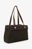 Hermes 2003 Brown/Green Leather/Canvas Changeable Vibrato Herbag PM