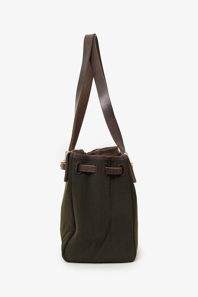Hermes 2003 Brown/Green Leather/Canvas Changeable Vibrato Herbag PM