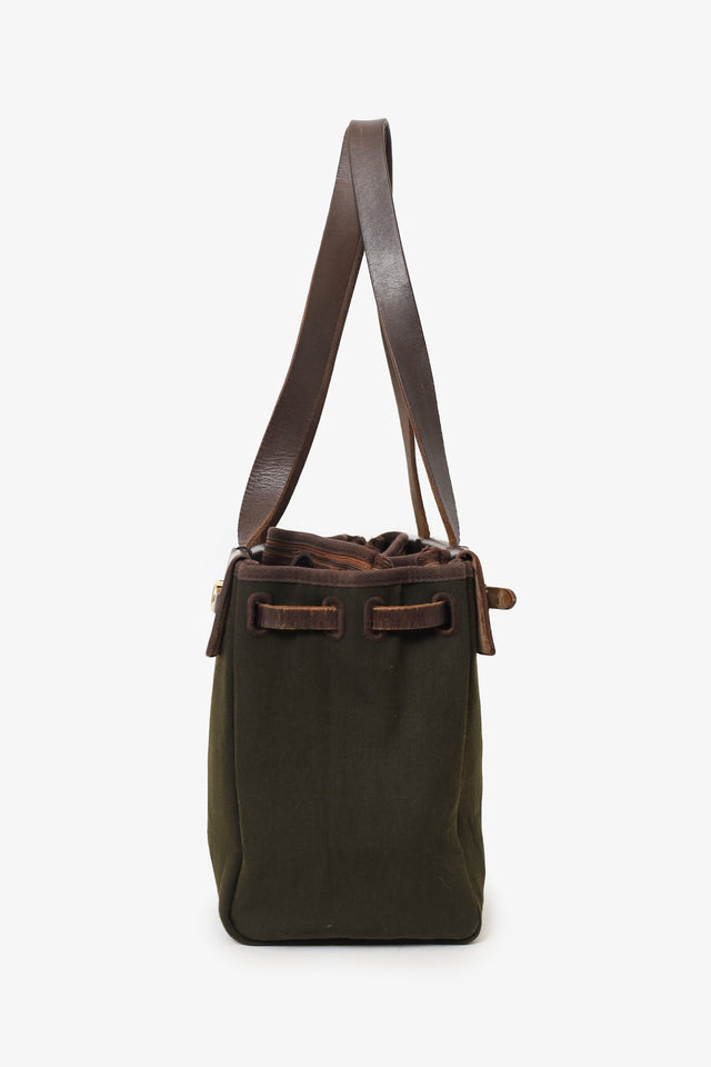 Hermes 2003 Brown/Green Leather/Canvas Changeable Vibrato Herbag PM
