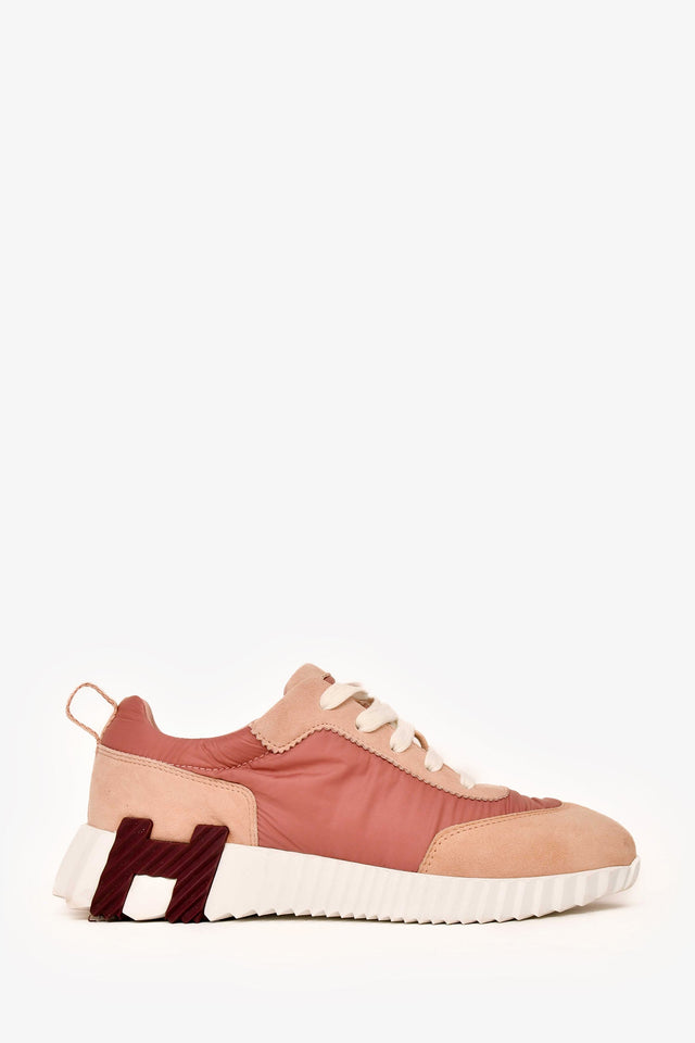 Hermes Pink Suede/Nylon 'H' Sneakers Size 35.5