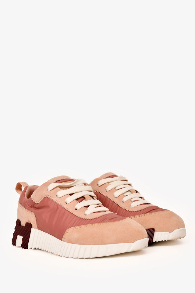 Hermes Pink Suede/Nylon 'H' Sneakers Size 35.5