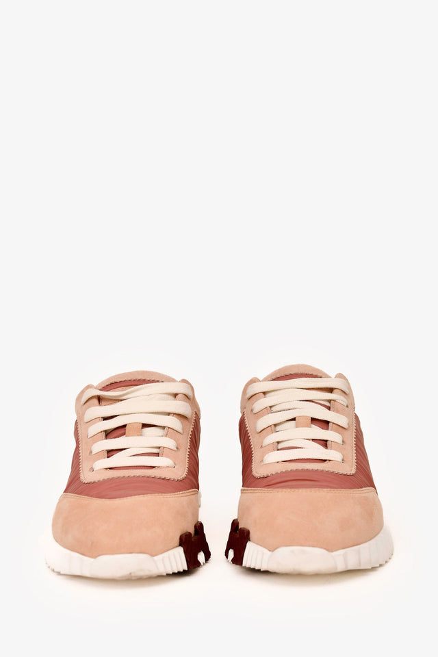 Hermes Pink Suede/Nylon 'H' Sneakers Size 35.5