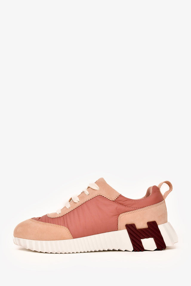 Hermes Pink Suede/Nylon 'H' Sneakers Size 35.5