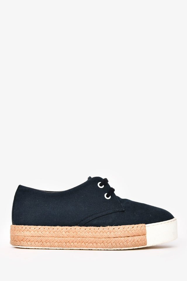 Hermes Navy Cotton Platform Espadrilles Size 6.5