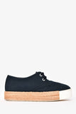 Hermes Navy Cotton Platform Espadrilles Size 6.5