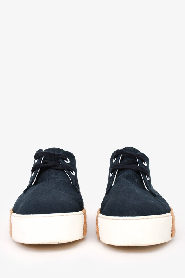 Hermes Navy Cotton Platform Espadrilles Size 6.5