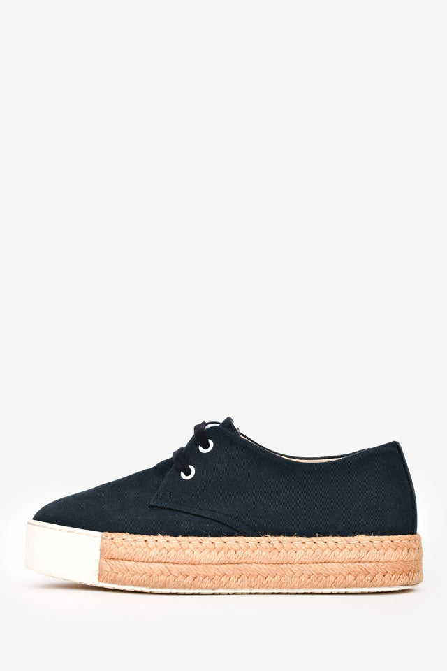 Hermes Navy Cotton Platform Espadrilles Size 6.5
