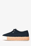 Hermes Navy Cotton Platform Espadrilles Size 6.5