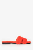 Hermes Orange Shearling/Leather Oran Sandals Size 35.5