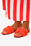 Hermes Orange Shearling/Leather Oran Sandals Size 35.5