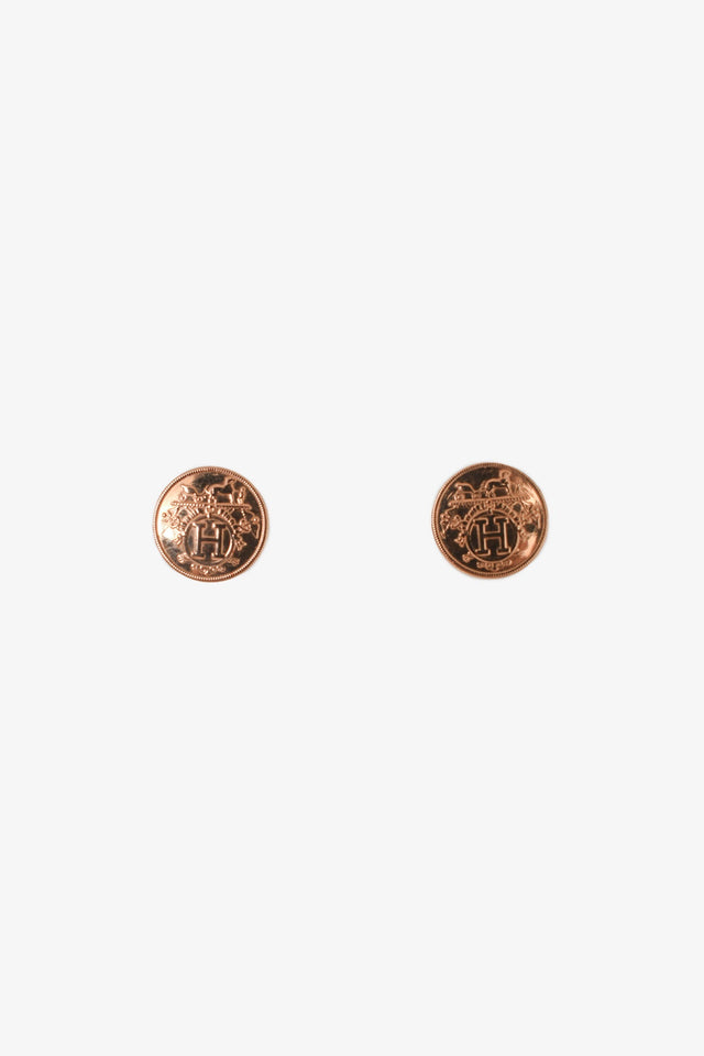 Hermes 18K Rose Gold Very Small Model Ex-Libris Earrings