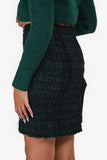 Prada Black/Green Wool/Mohair Tweed Skirt Size 38