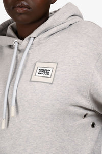 Burberry 2023 Grey Stretch Knit Sleeve Patch Logo Hoodie Size M Mens