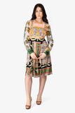 Burberry Pink/Multicolour Silk Long Sleeve Novacheck Dress Size 6