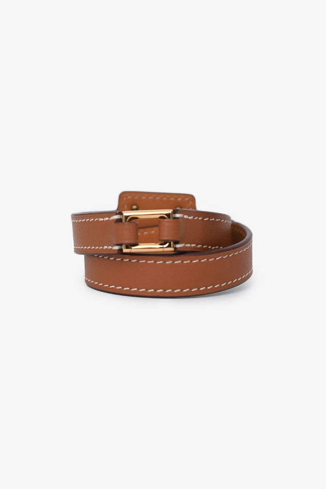 Hermes Gold Swift Leather Double Tour O'Kelly Bracelet