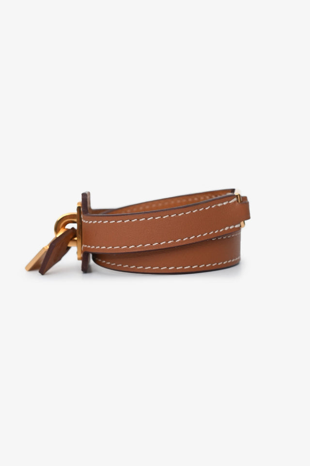 Hermes Gold Swift Leather Double Tour O'Kelly Bracelet