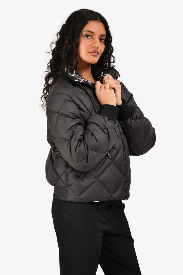 Hermes Black/White Reversible Printed Nylon Puffer Jacket Size 36