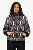 Hermes Black/White Reversible Printed Nylon Puffer Jacket Size 36