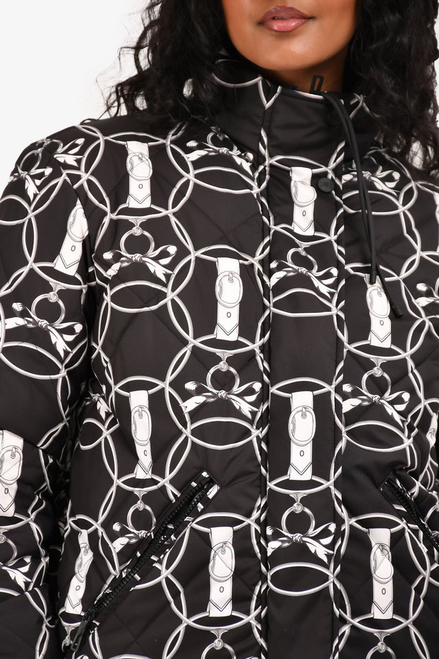 Hermes Black/White Reversible Printed Nylon Puffer Jacket Size 36
