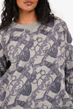 Hermes Grey Blue 'Bride De Cour' Printed Crewneck Sweatshirt Size 38