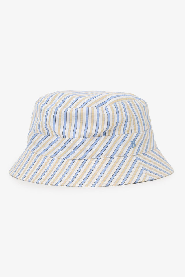 Hermes White/Blue Striped Bucket Hat Size 58
