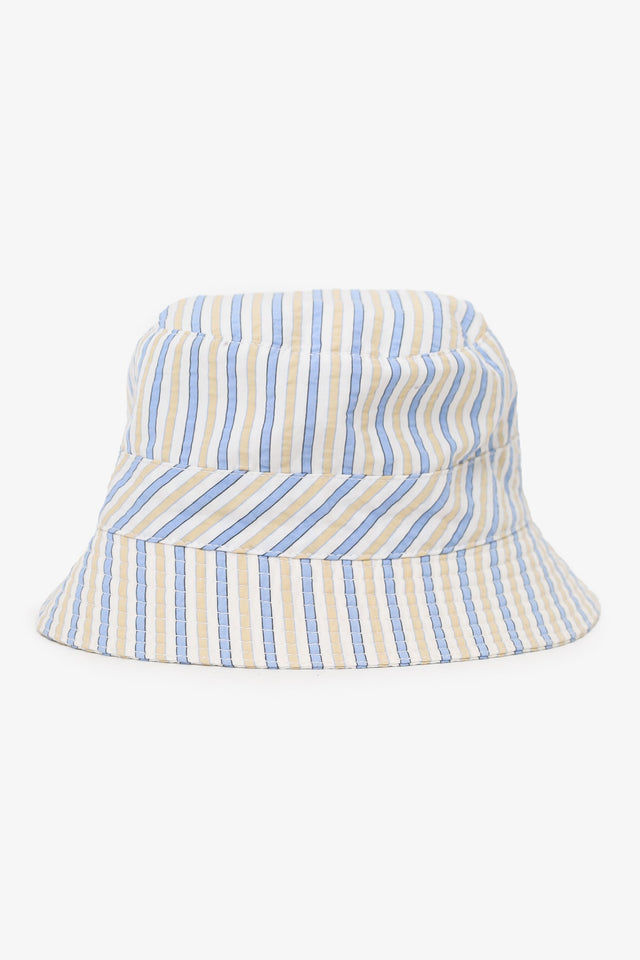 Hermes White/Blue Striped Bucket Hat Size 58