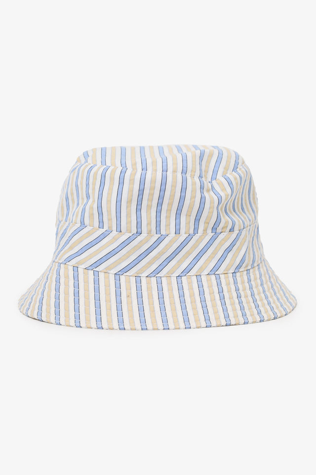 Hermes White/Blue Striped Bucket Hat Size 58