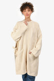 Hermes 2023 Cream Wool Knit Zip-Up Coat Size 34