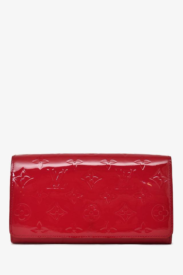 Louis Vuitton 2014 Fuscia Vernis Leather Monogram Sarah Wallet on Chain
