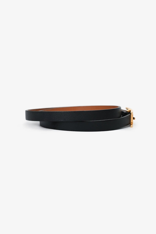 Hermes Black Leather Behapi Double Tour Bracelet